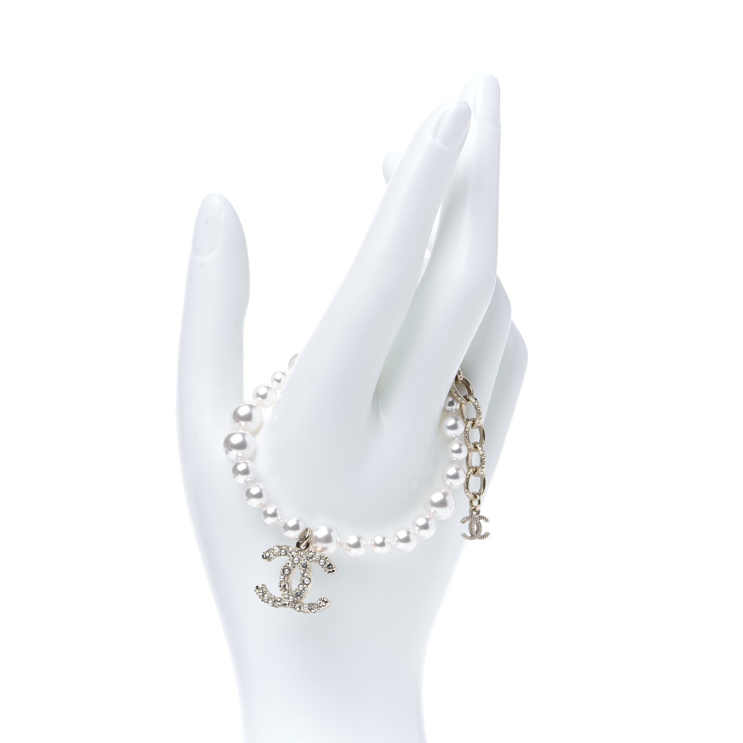 Chanel Pearl Crystal CC Bracelet Gold 2 of 7