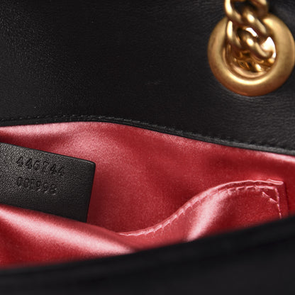 Gucci Velvet Matelasse Embroidered Mini GG Marmont Shoulder Bag Black 7 of 12