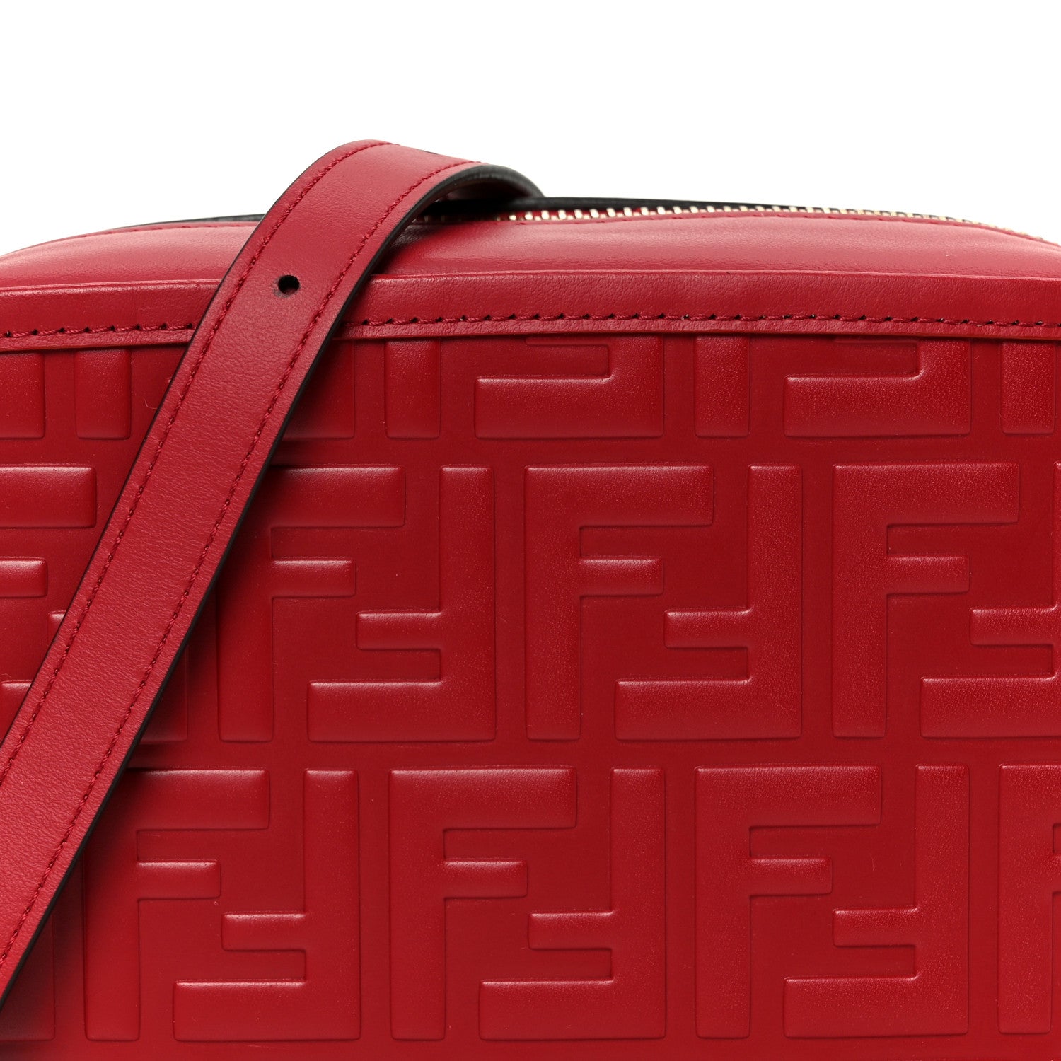 Fendi Vitello Century FF 1974 Embossed Mini Camera Case Fragola 8 of 10