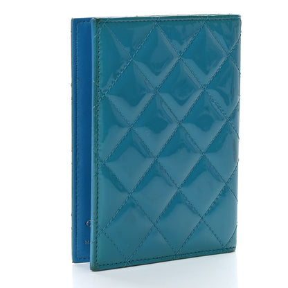 Chanel Patent Calfskin Quilted Passport Holder Blue 3 of 8
