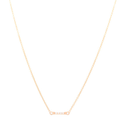 Tiffany 18K Rose Gold Diamond Fleur de Lis Key Bar Pendant Necklace 1 of 5