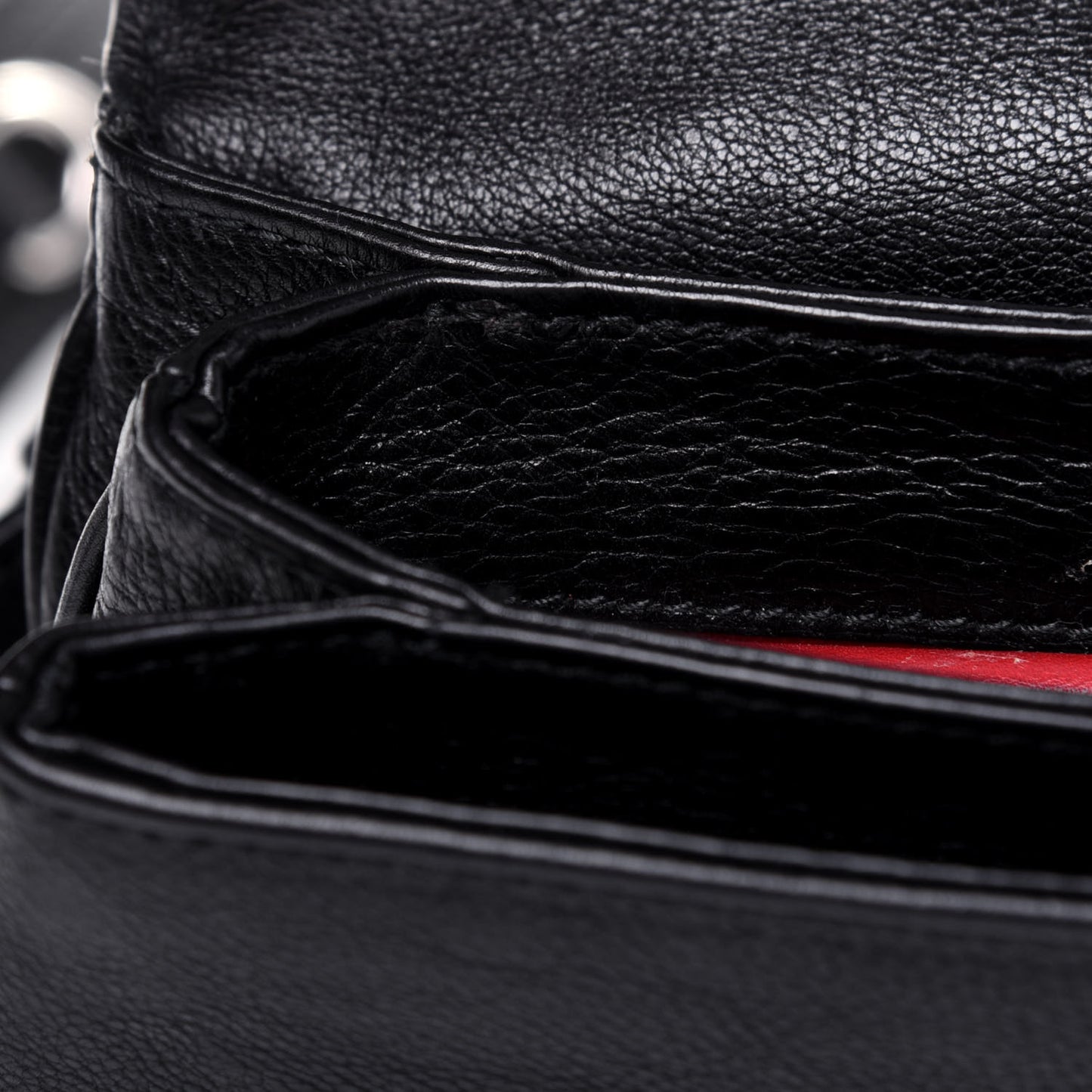 Grained Calfskin Saffiano Robot Shoulder Bag Black Red