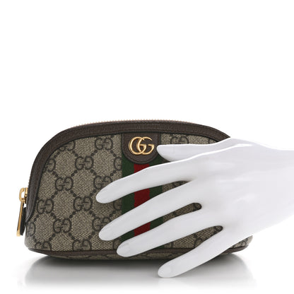Gucci GG Supreme Monogram Textured Calfskin Web Medium Ophidia Cosmetic Case Beige Ebony New Acero 2 of 7