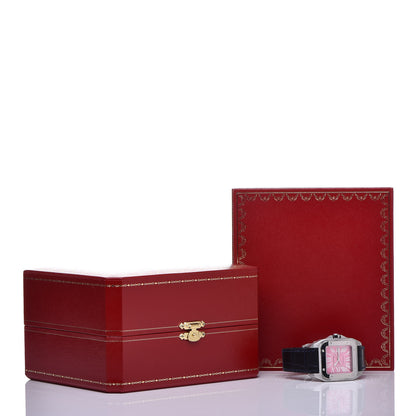 Cartier Stainless Steel Alligator 33mm Santos 100 Automatic Watch Pink 10 of 10