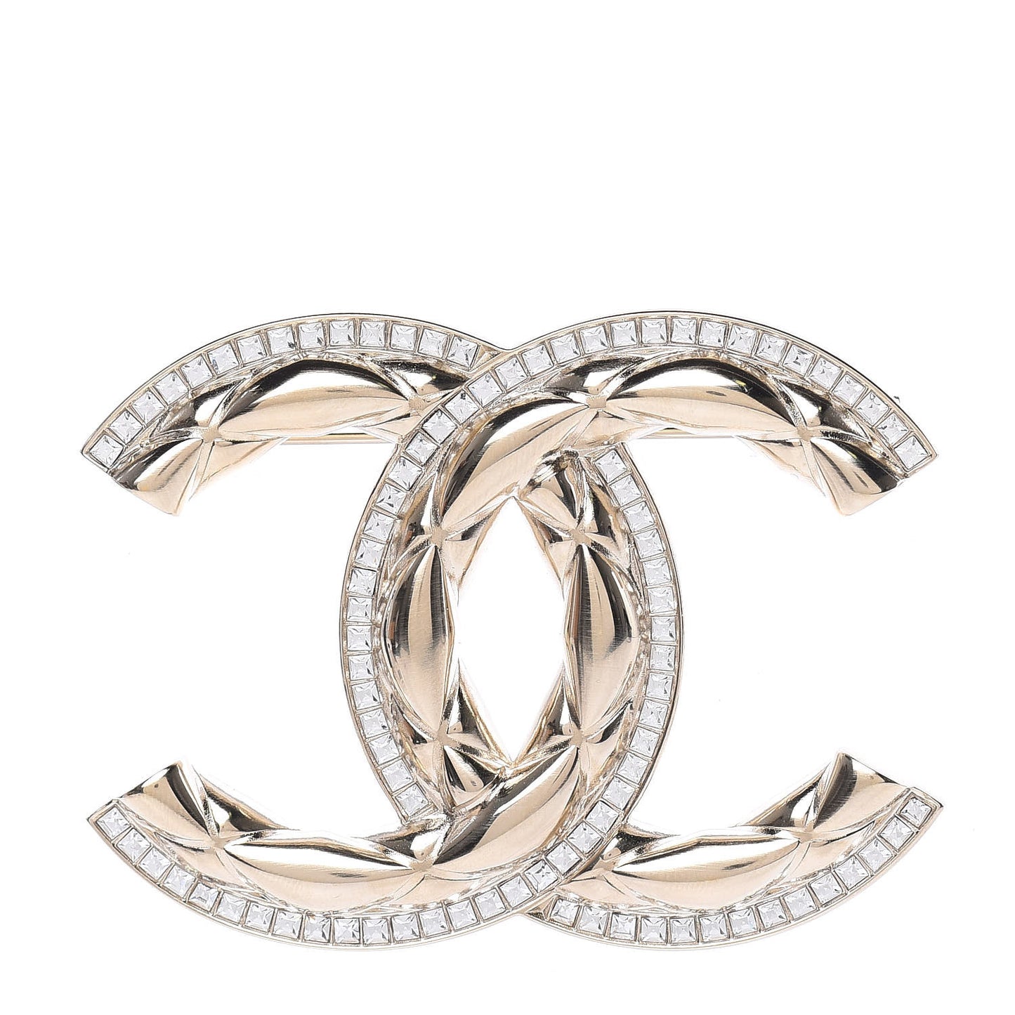 Baguette Crystal Quilted Vintage Allure CC Brooch Gold