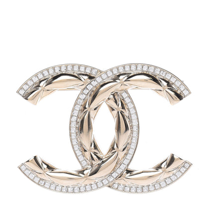 Chanel Baguette Crystal Quilted Vintage Allure CC Brooch Gold 1 of 5