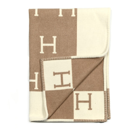 Hermes Wool Cashmere Avalon Baby Blanket Noisette Moyen White 3 of 6