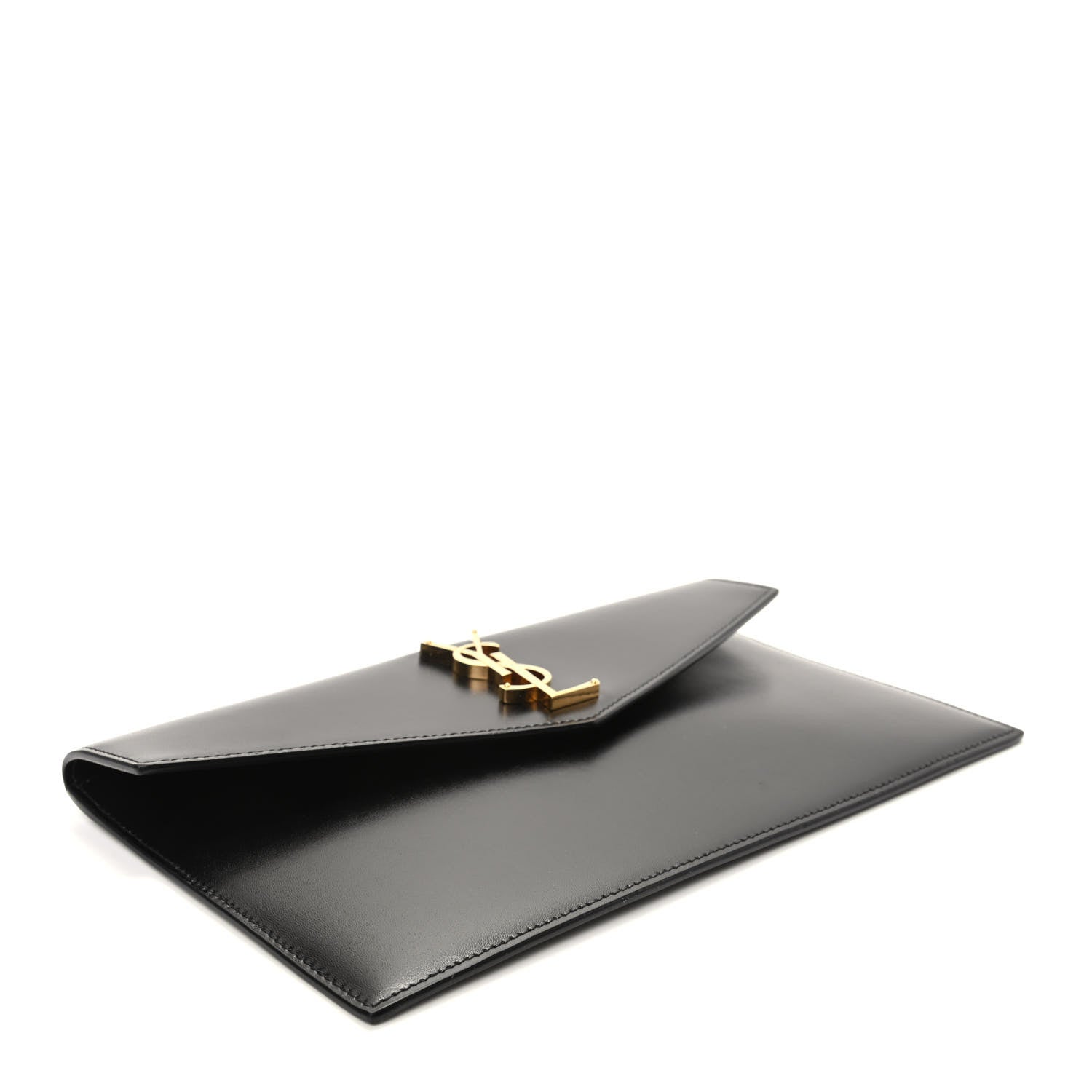 Saint Laurent Smooth Shiny Calfskin Monogram Uptown Pouch Black 4 of 6