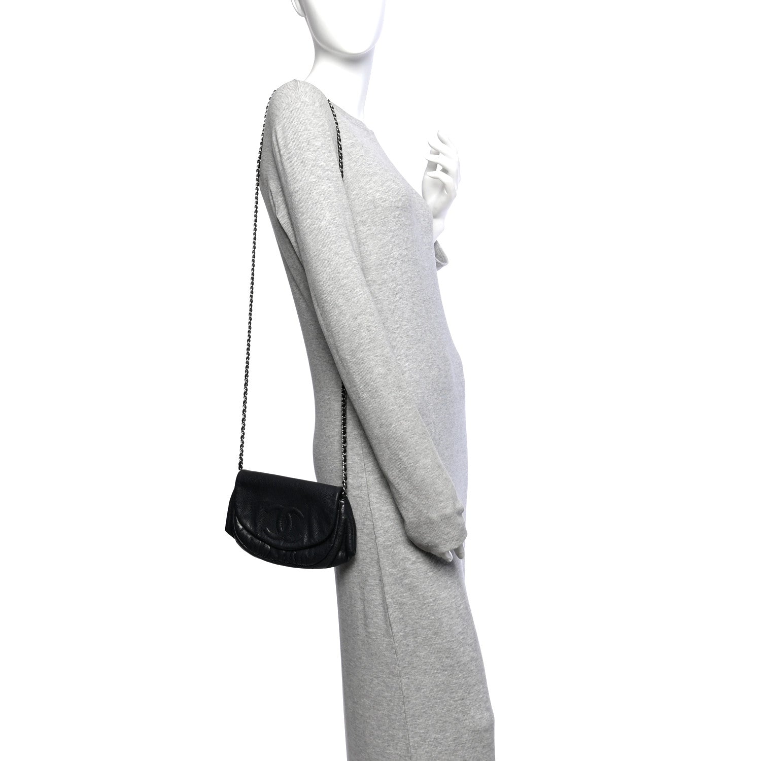 Chanel Caviar Half Moon Wallet On Chain WOC Black 2 of 12