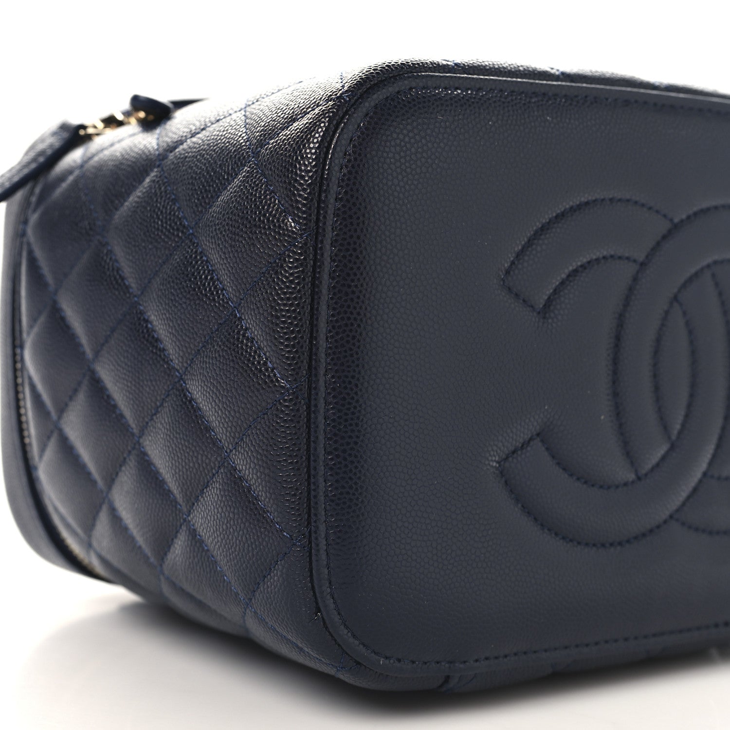 Chanel Caviar Quilted Large Vanity Pouch Dark Blue 9 of 10
