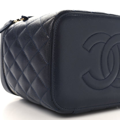 Chanel Caviar Quilted Large Vanity Pouch Dark Blue 9 of 10