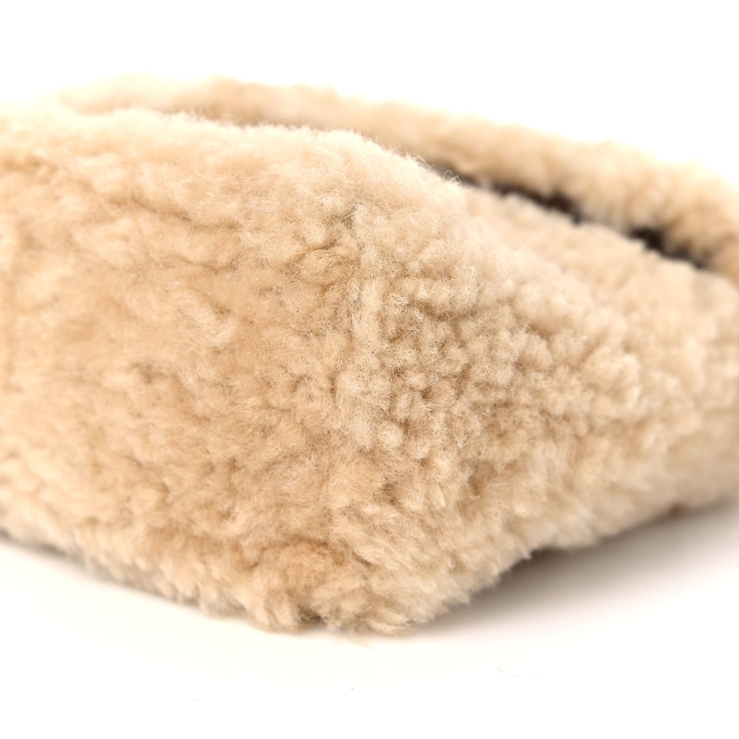 Shearling Quilted Monogram Loulou Puffer Pouch Clutch Natural Beige Brick