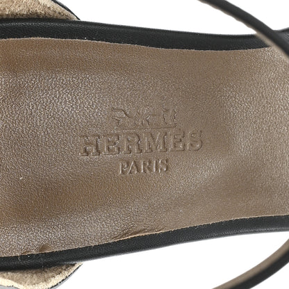 Hermes Calfskin Legend Wedge Sandals 36.5 Black 8 of 10