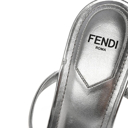 Fendi Metallic Calfskin Fendi First 95mm Slide Sandals 38 Argento 13 of 15