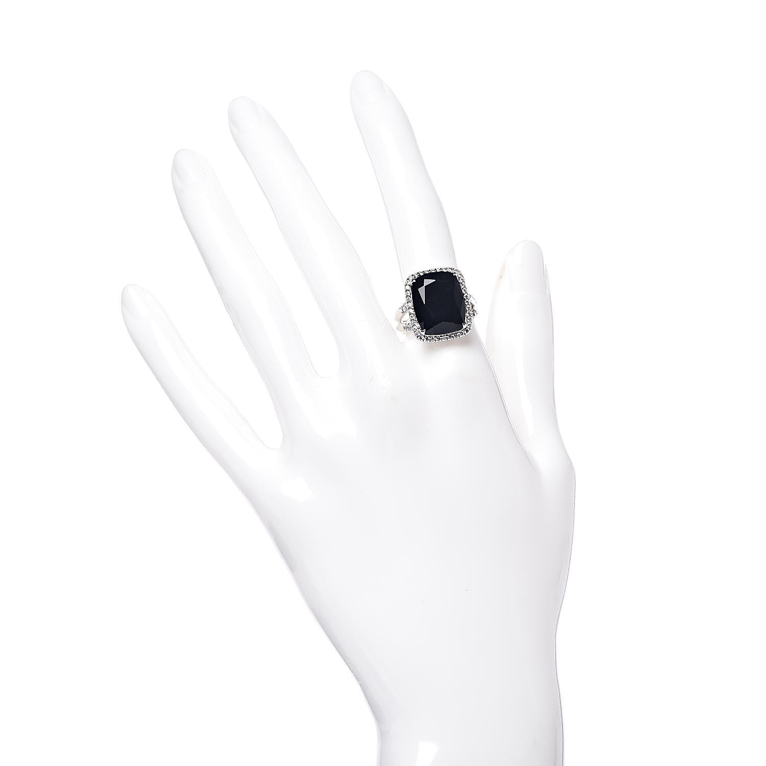 John Hardy Sterling Silver Black Onyx Diamond Classic Chain Batu Ring 54 7 2 of 6