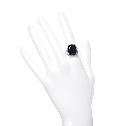 John Hardy Sterling Silver Black Onyx Diamond Classic Chain Batu Ring 54 7 2 of 6