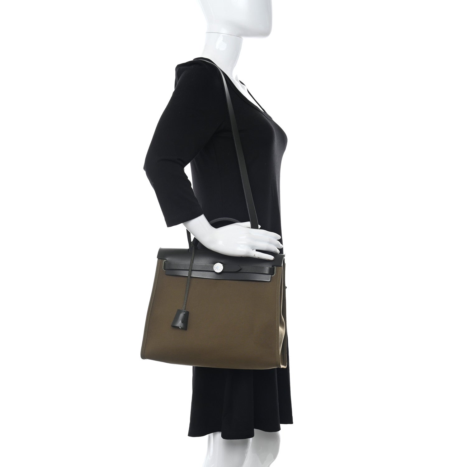 Hermes Vache Hunter Toile Herbag Zip 31 PM Khaki 2 of 13