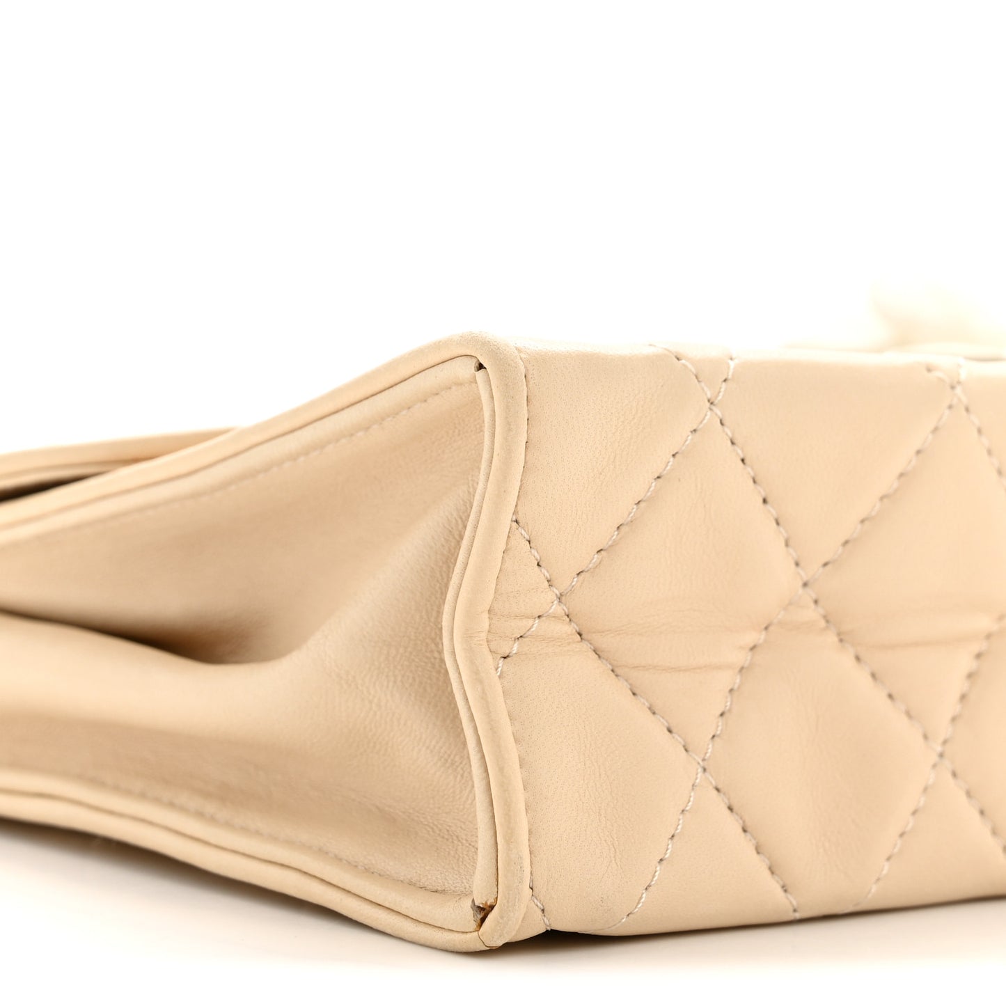 Lambskin Quilted Mini Camellia Flap Beige