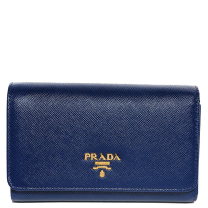 Prada Saffiano Metal Flap Wallet Bleuette 1 of 10