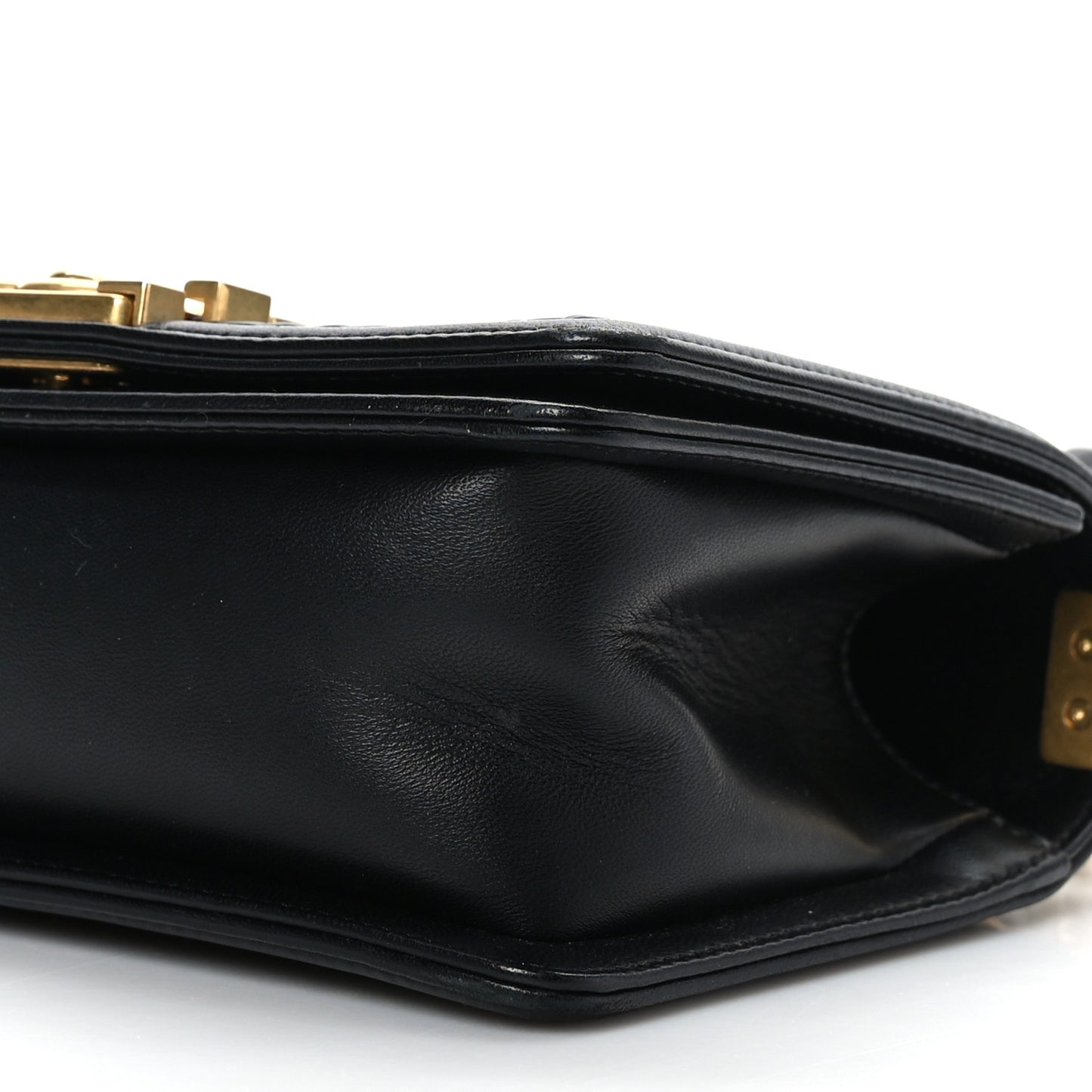 Lambskin Quilted Small Chain Detail Boy Flap Black