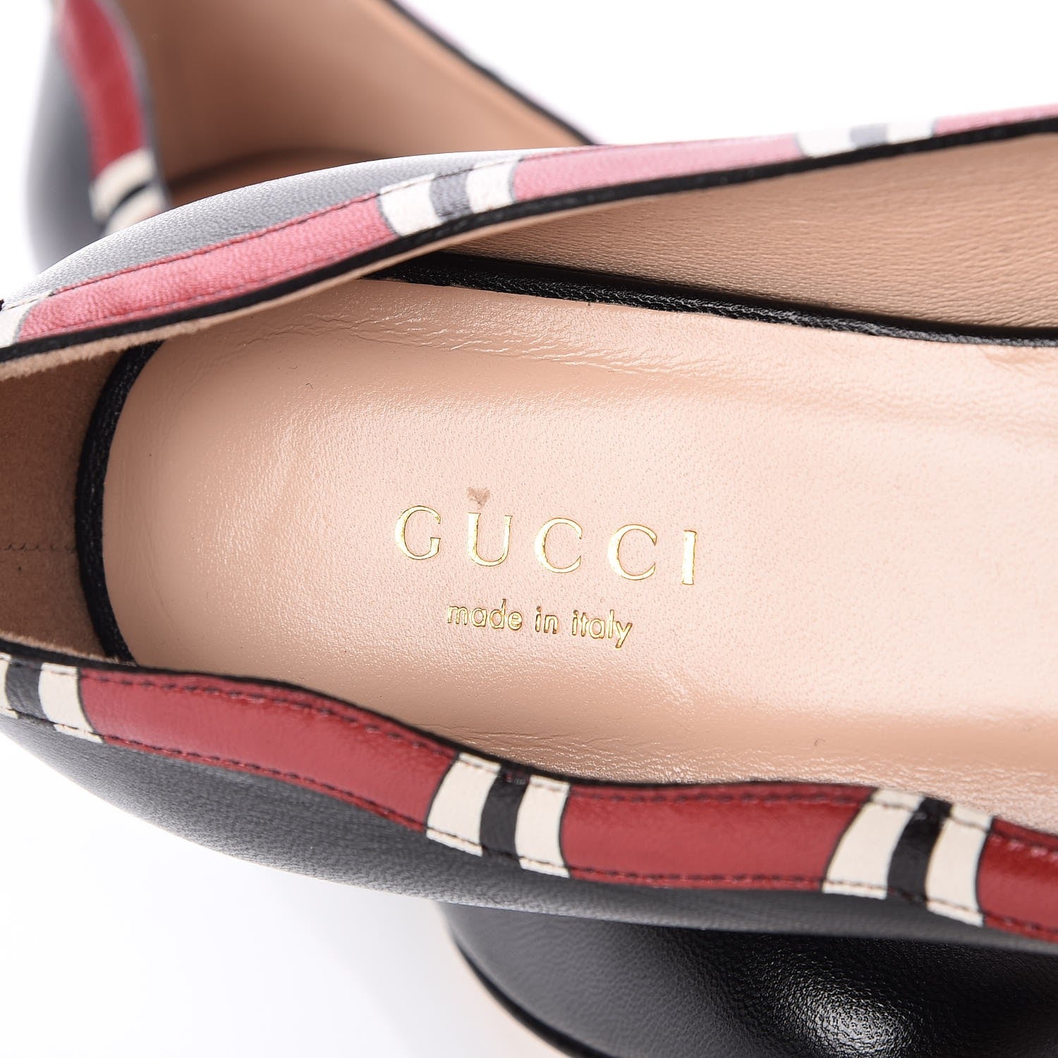 Gucci Malaga Kid Snake Ballet Flats 36.5 Black Hibiscus Red 7 of 10