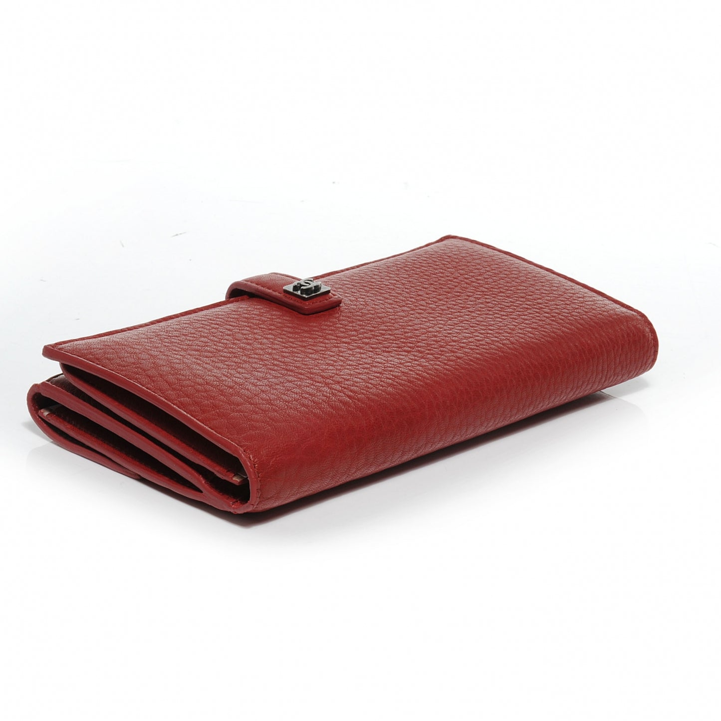 Calfskin Long Double Wallet Rouge