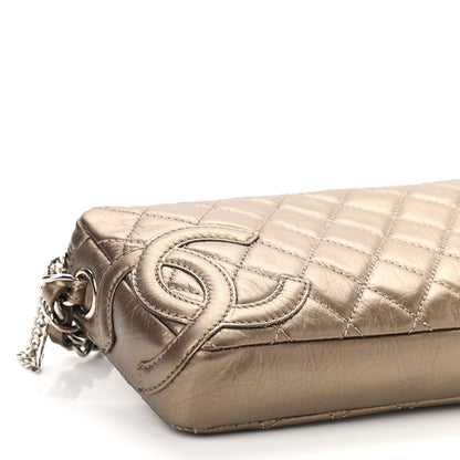 Chanel Metallic Aged Calfskin Quilted Cotton Club Pochette Bronze 9 of 12