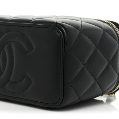 Chanel Lambskin Quilted Small Top Handle Vanity Case With Chain Black 8 of 9