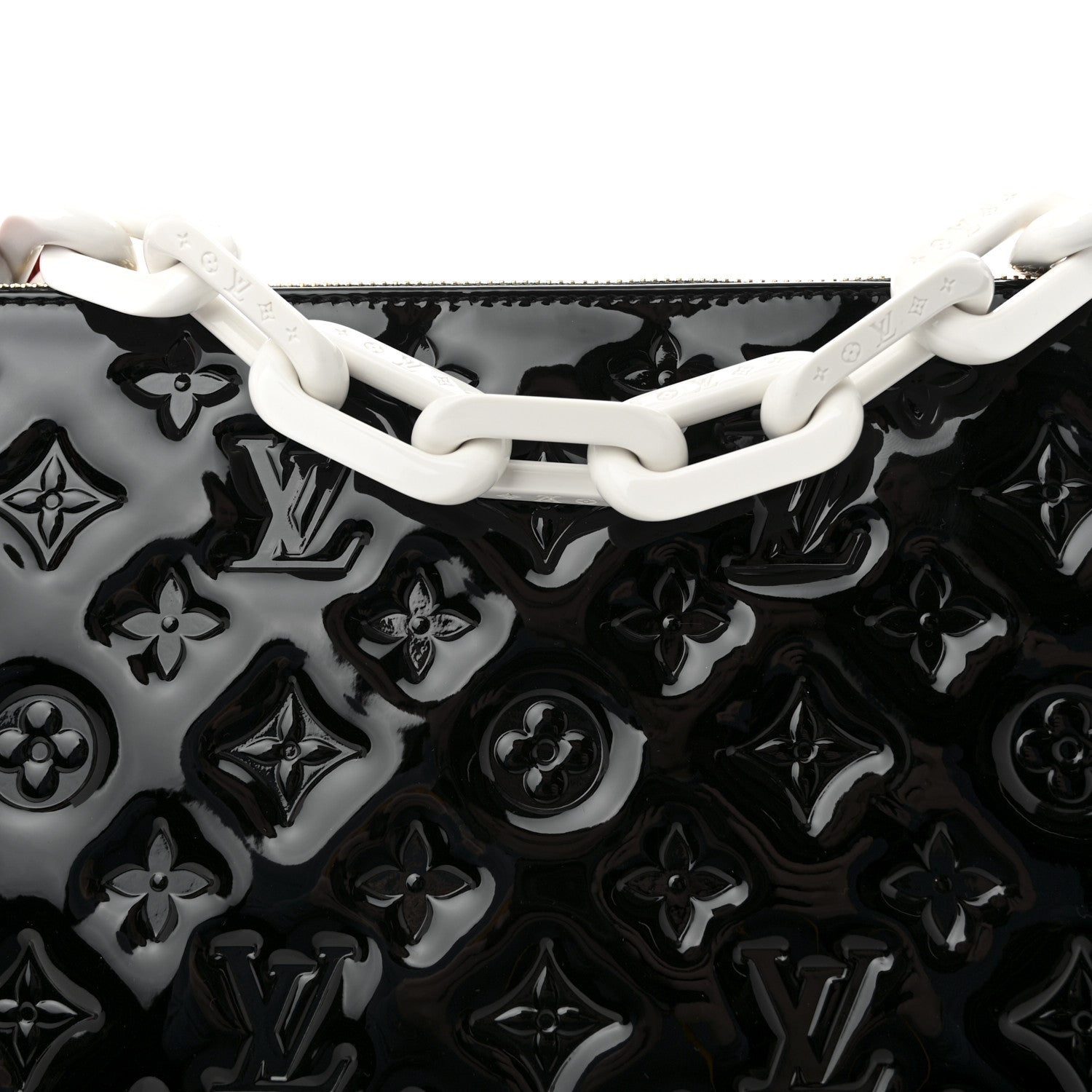 Louis Vuitton Patent Embossed Monogram Lambskin Coussin MM Black Red 7 of 9