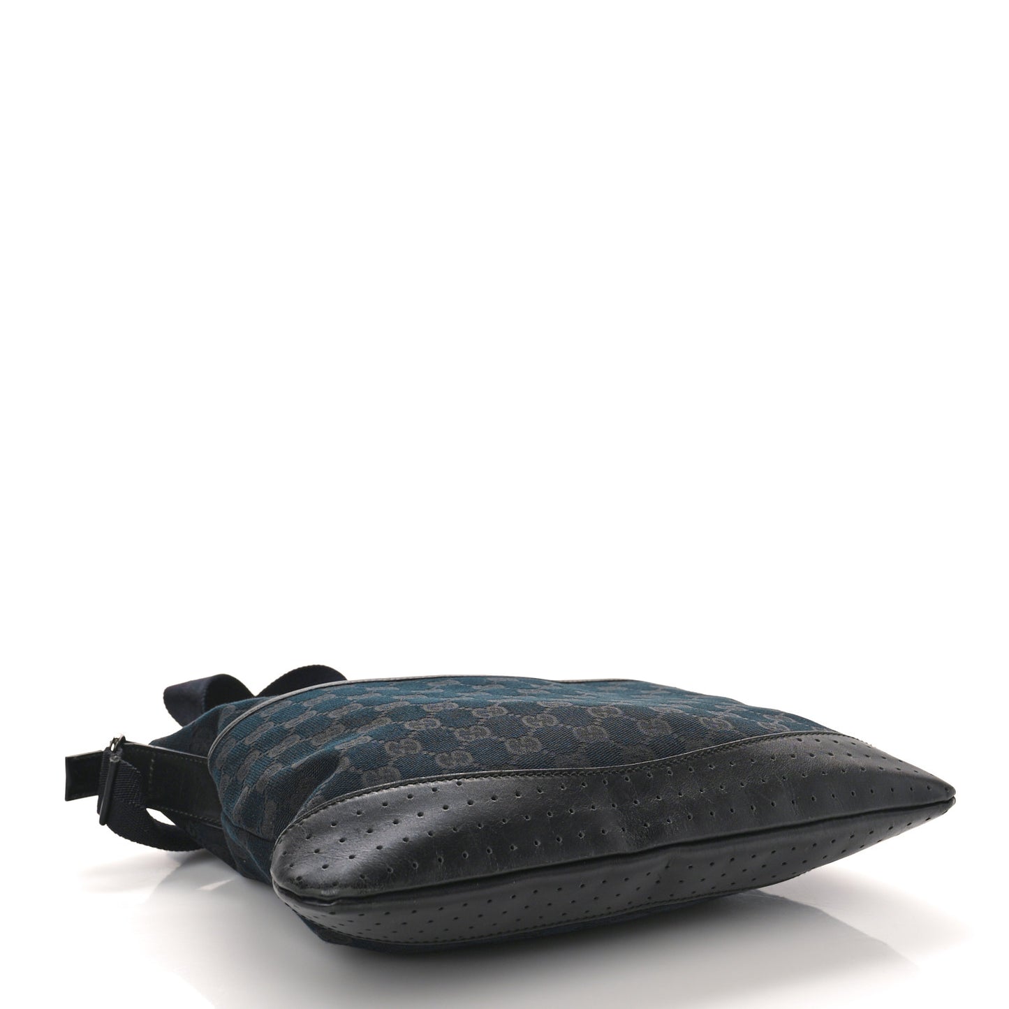 Monogram Calfskin Perforated Medium Flat Messenger Bag Black