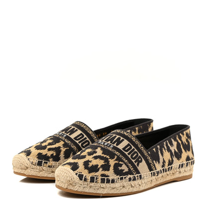 Christian Dior Cotton Embroidered Leopard Print Granville Espadrille 39 Natural 3 of 13
