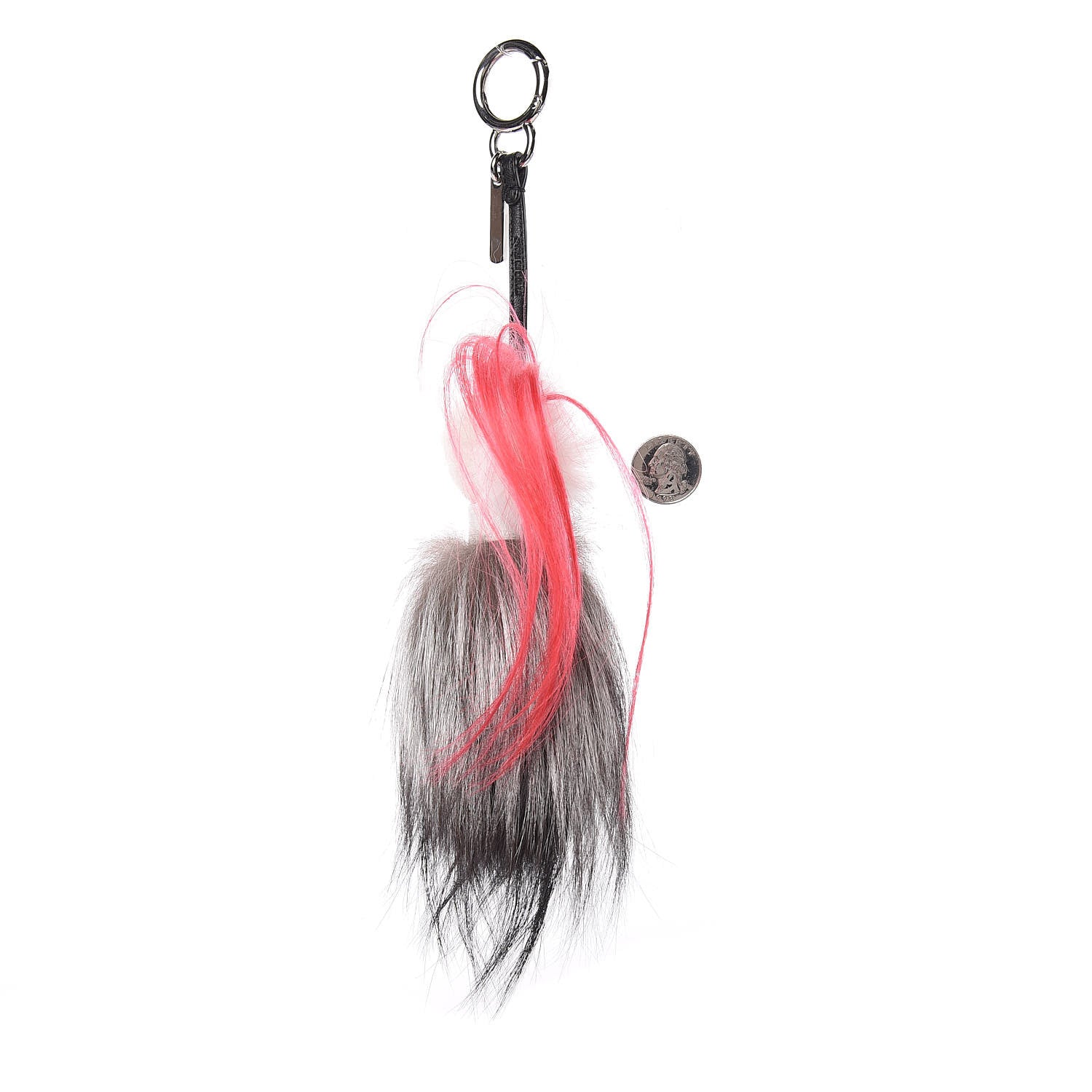 Fendi Mink Fox Goat Fur Mini Karlito Bag Charm Pink 2 of 3