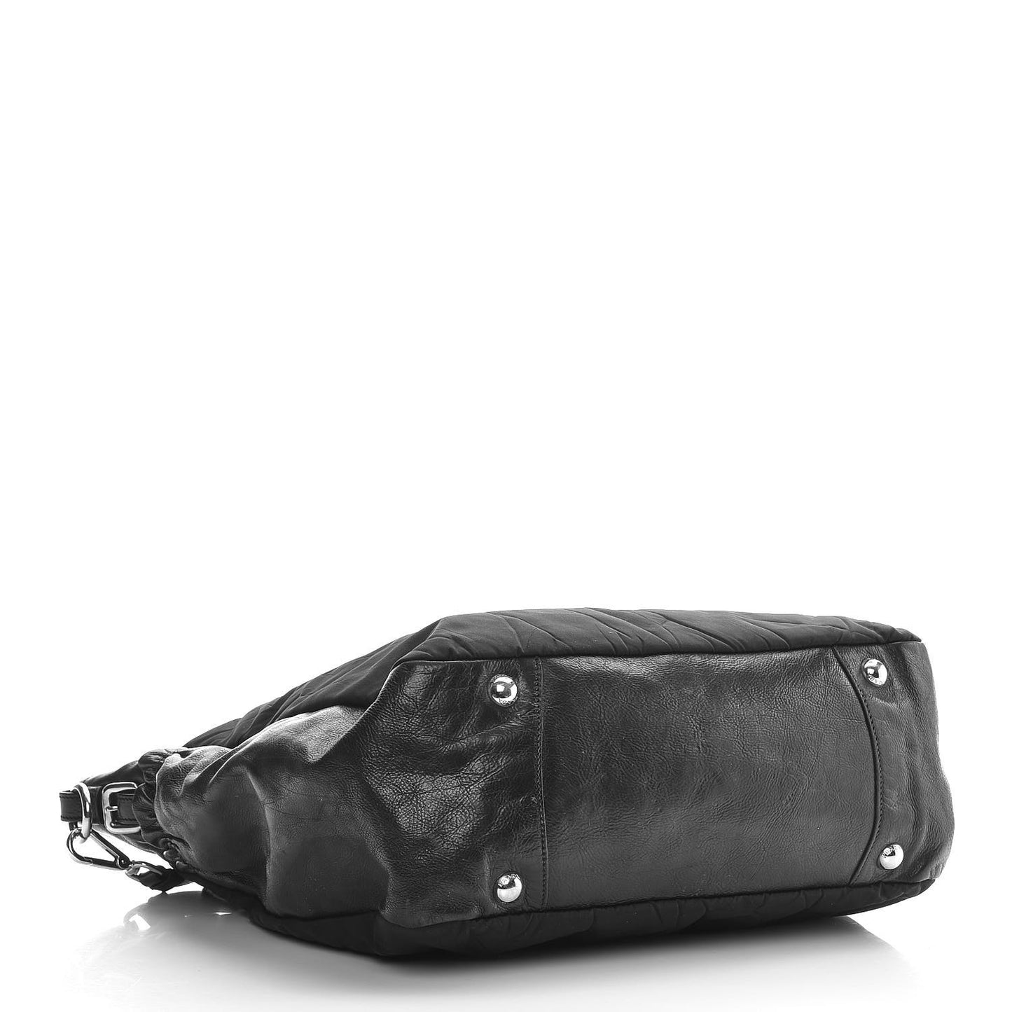 Tessuto Nylon Calfskin Shoulder Bag Black