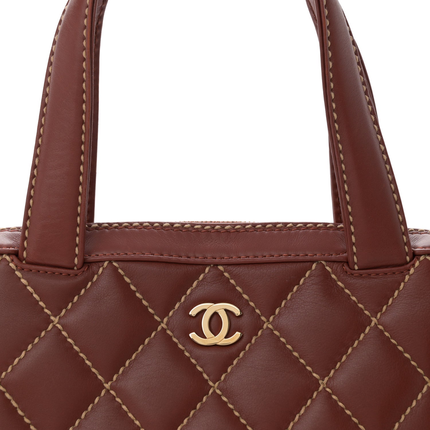 Chanel Calfskin Wild Stitch Vertical Top Handle Bag Brown 8 of 10