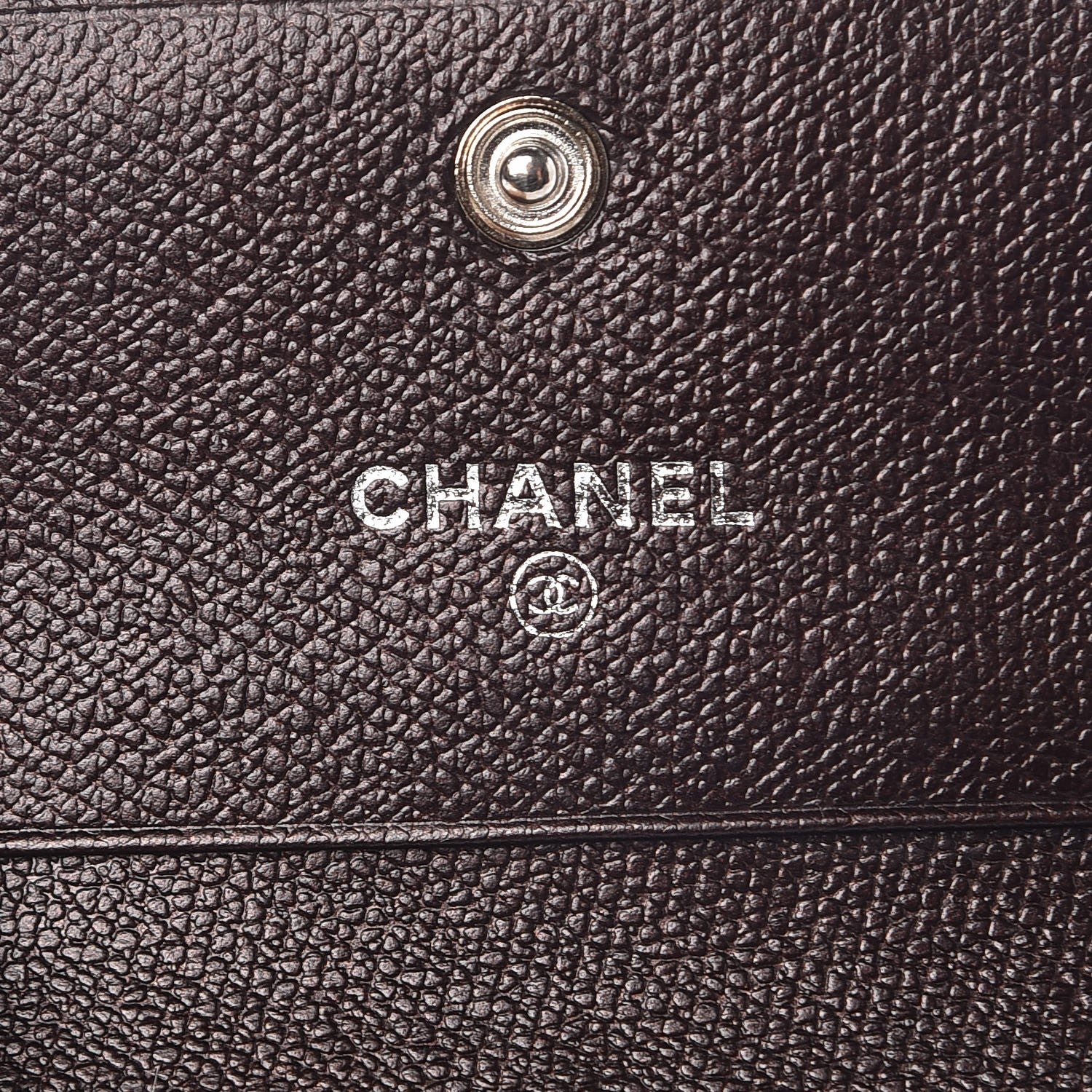 Chanel Grained Calfskin CC Button Compact Wallet Dark Brown 6 of 8