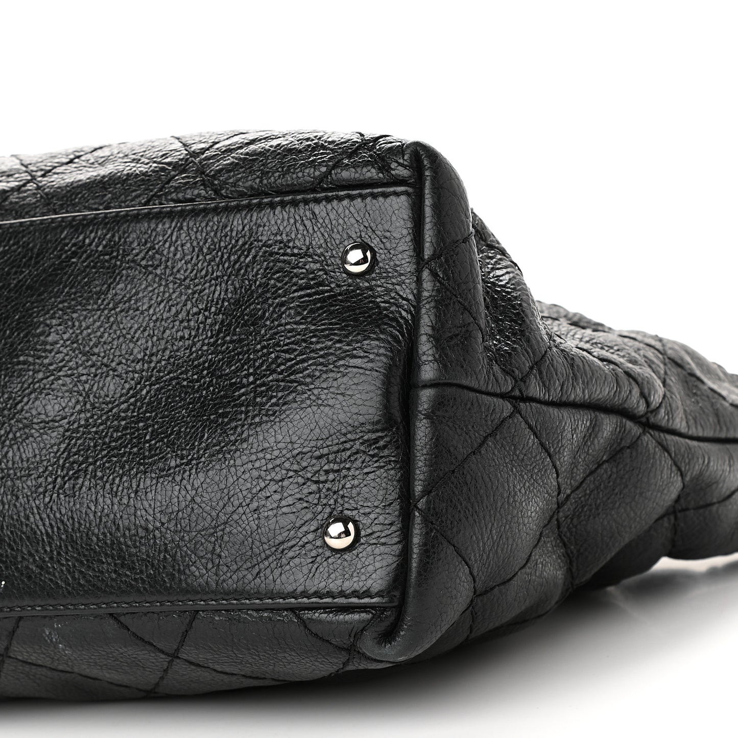 Glazed Calfskin Large On The Road Tote Black