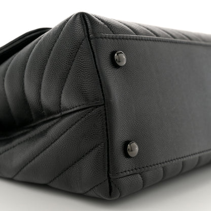 Chanel Caviar Chevron Quilted Small Coco Handle Flap So Black 9 of 11