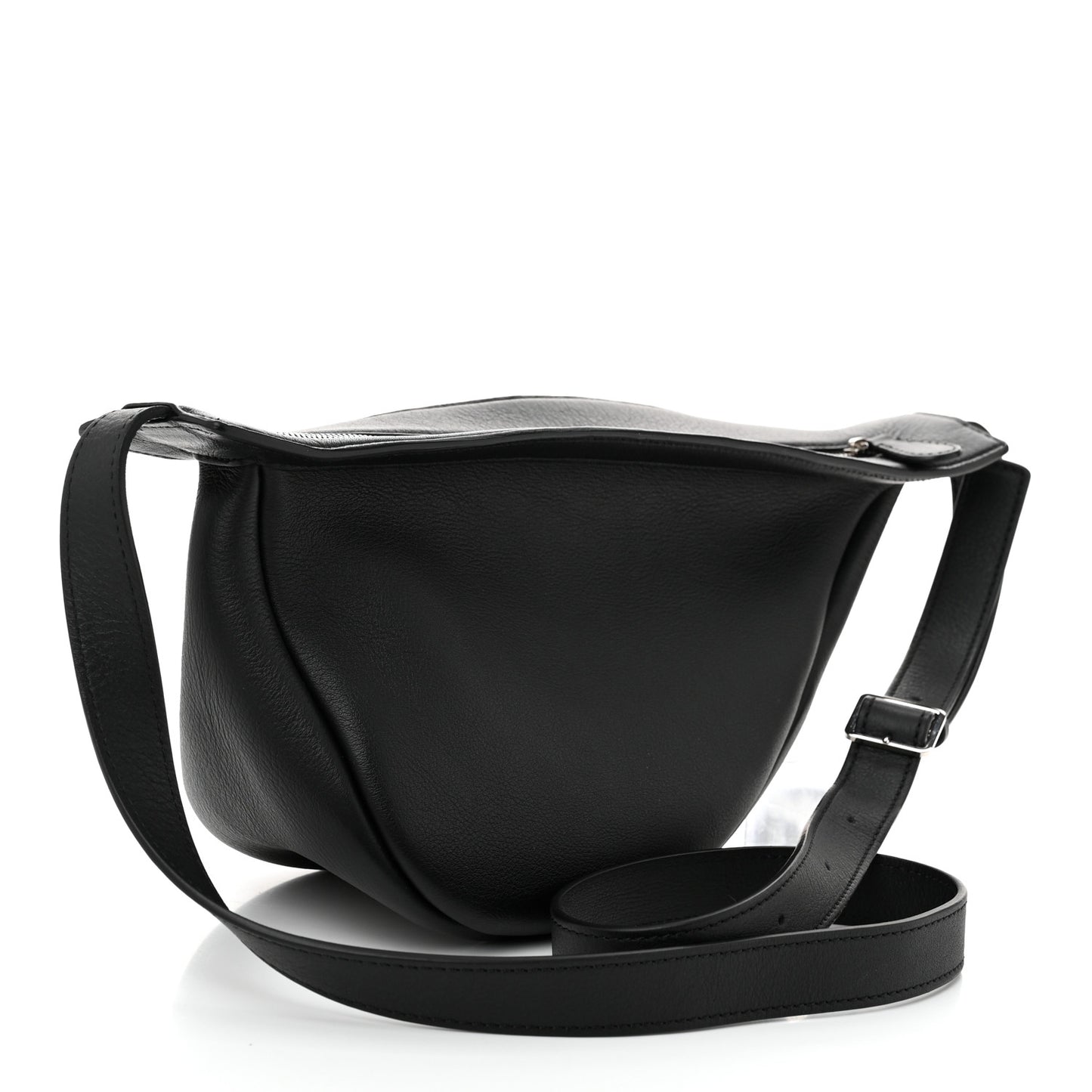 Grained Calfskin Small Slouchy Banana Bag Black