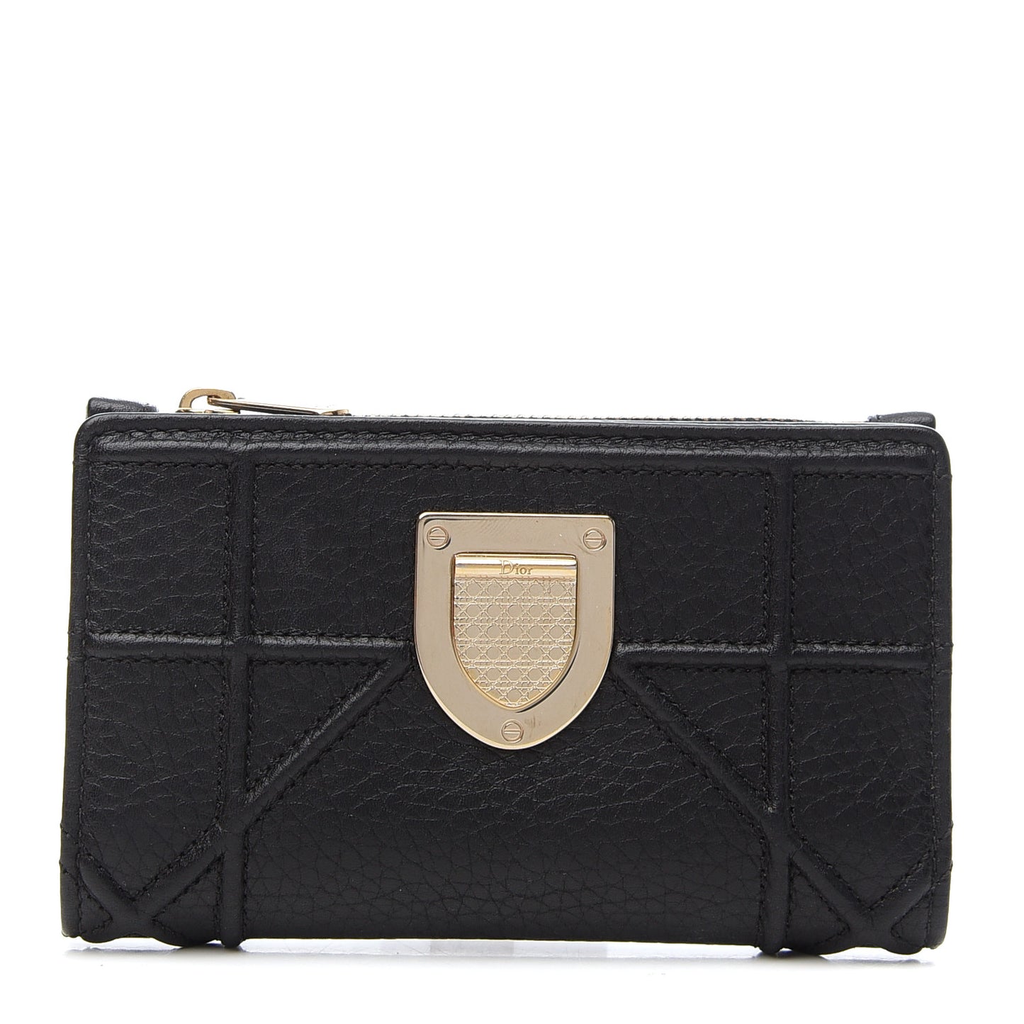Grained Calfskin Cannage Diorama Wallet Black