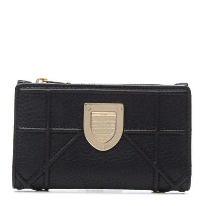 Christian Dior Grained Calfskin Cannage Diorama Wallet Black 1 of 8