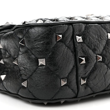 Valentino Garavani Craquele Nappa Small Rockstud Spike Shoulder Bag Black 7 of 11