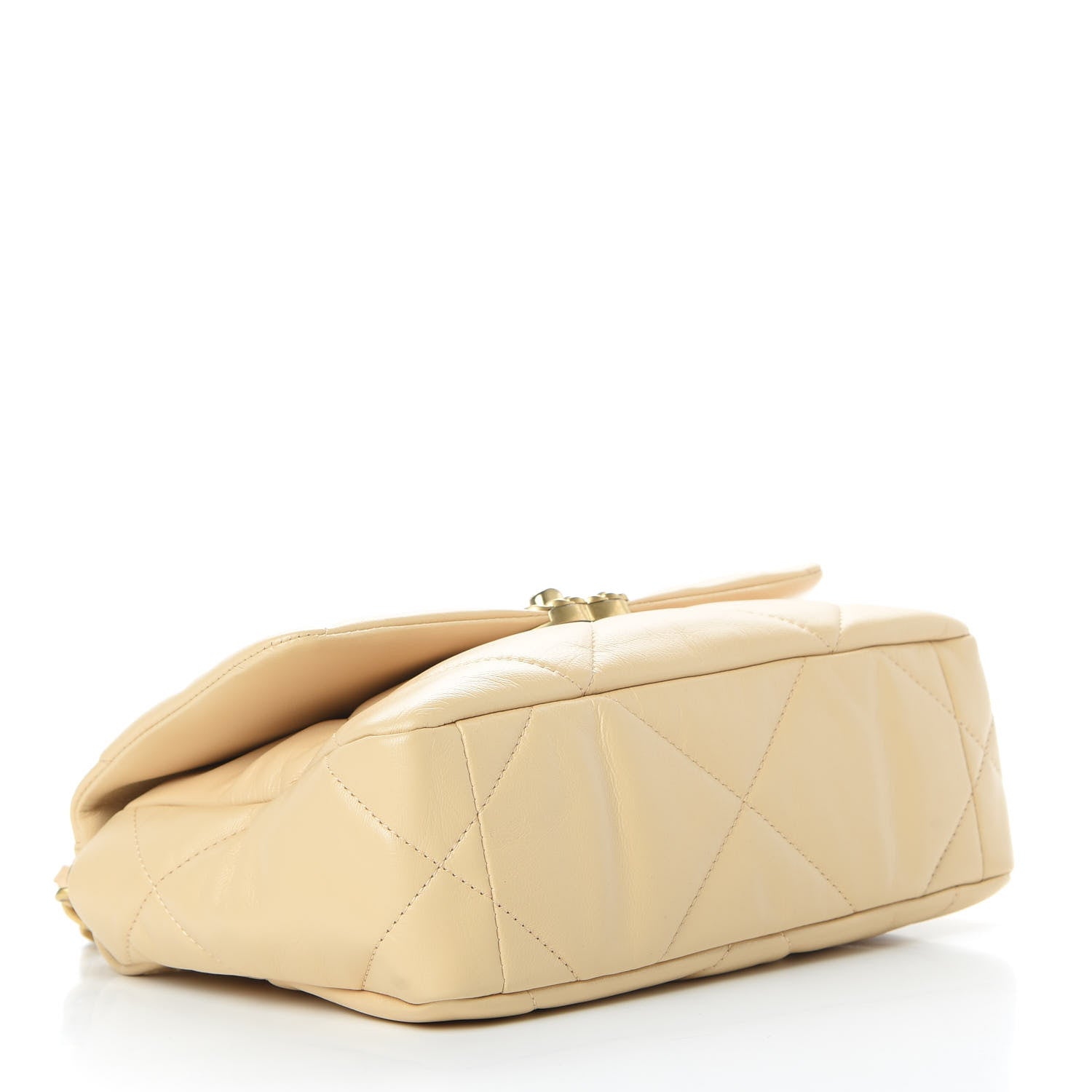 Chanel Shiny Goatskin Quilted Medium 19 Flap Beige 4 of 10