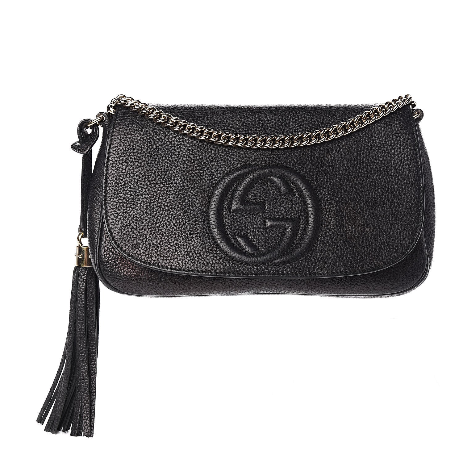 Gucci Pebbled Calfskin Medium Soho Flap Crossbody Black 1 of 10