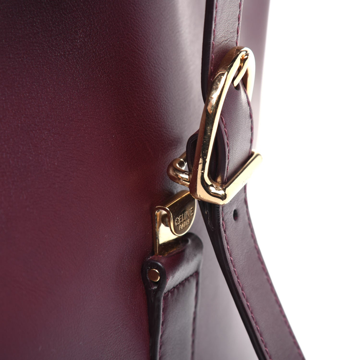 Celine Smooth Calfskin Buckle Bucket Bag Burgundy 14 of 21
