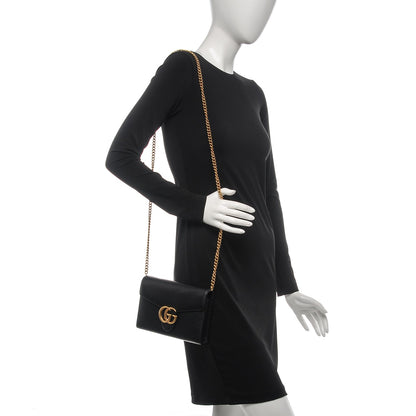Gucci Calfskin GG Marmont Chain Wallet Black 2 of 7