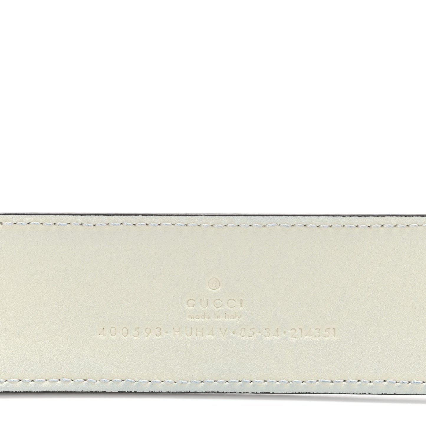 GG Supreme Monogram Plutone Calfskin Enamel Double G 40mm Belt 80 32 Beige Ebony Mystic White