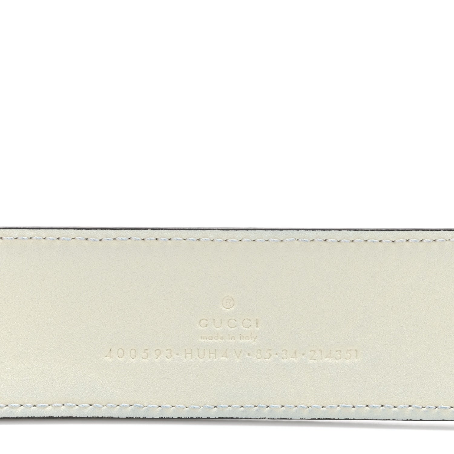Gucci GG Supreme Monogram Plutone Calfskin Enamel Double G 40mm Belt 80 32 Beige Ebony Mystic White 3 of 5