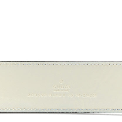 Gucci GG Supreme Monogram Plutone Calfskin Enamel Double G 40mm Belt 80 32 Beige Ebony Mystic White 3 of 5