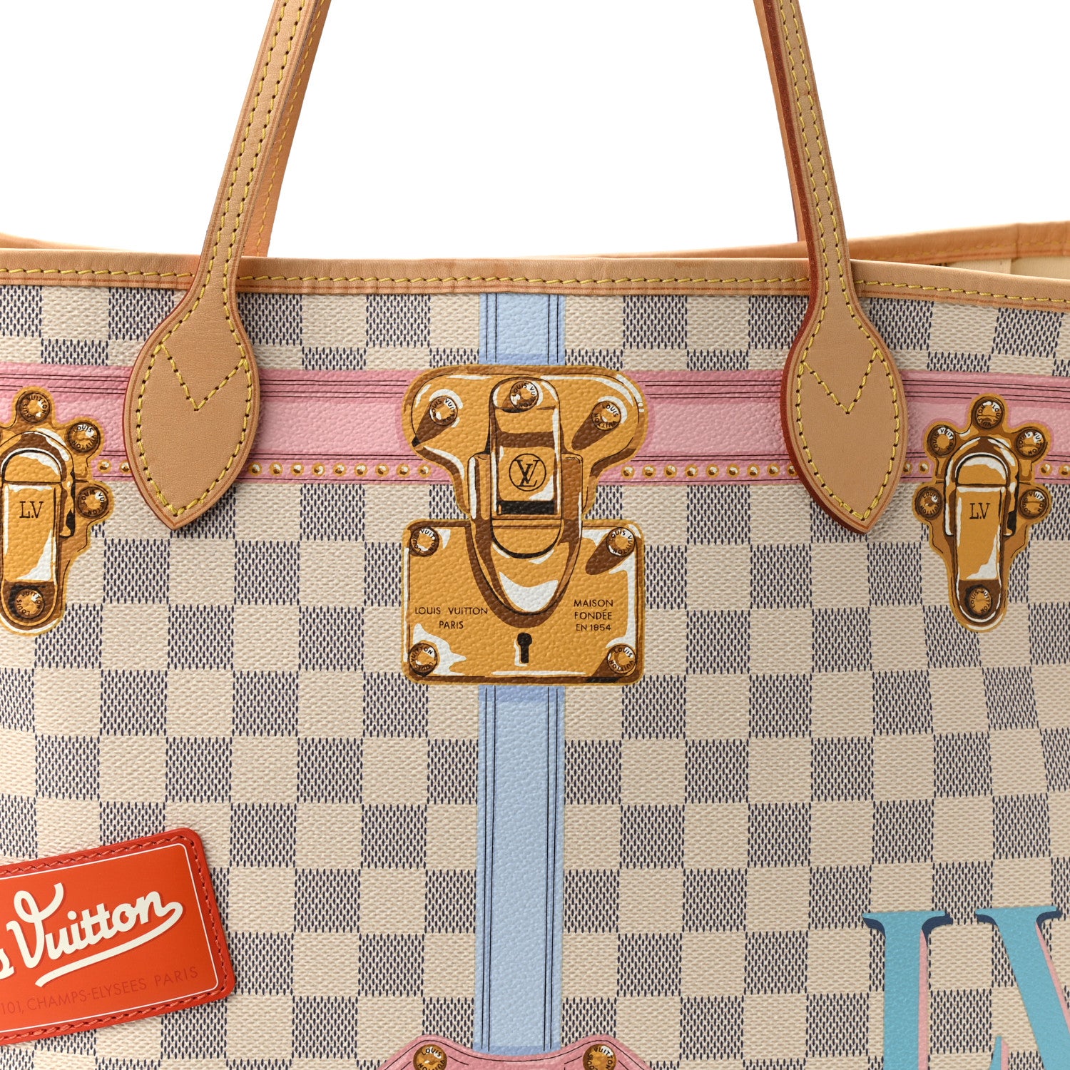 Louis Vuitton Damier Azur Summer Trunks Neo Neverfull MM 9 of 11