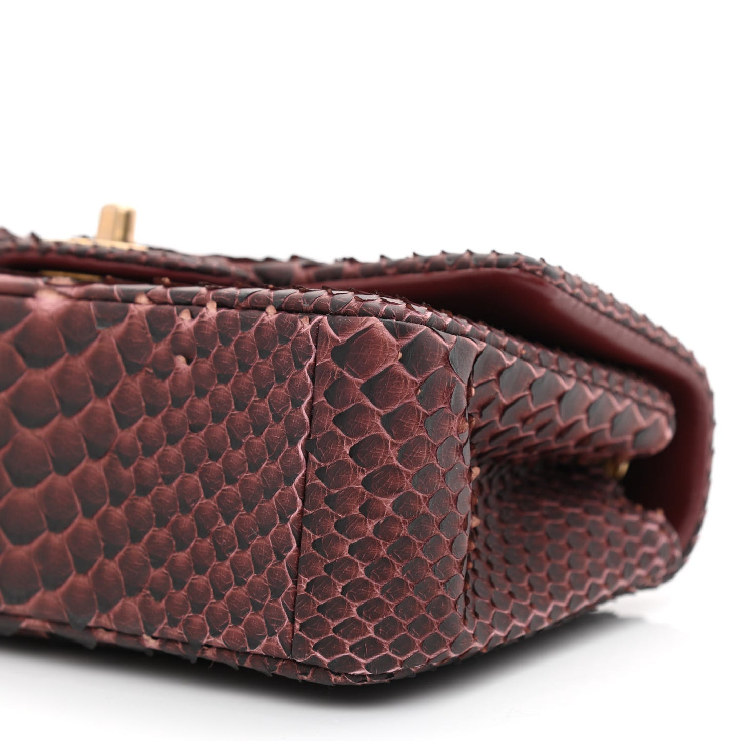Snakeskin Mini Rectangular Flap Burgundy